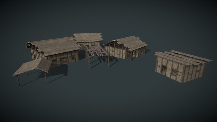 Wooden Forest Houses 3D Model