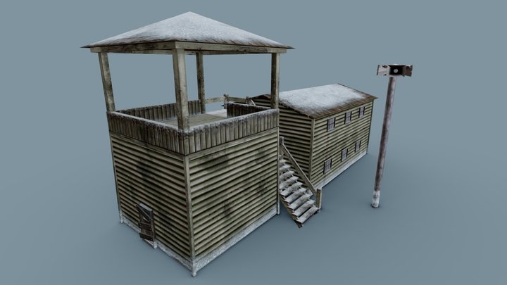 Low-Poly Barracks 3D Model