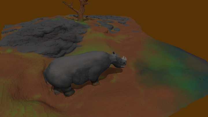 Sunset at the watering hole 3D Model