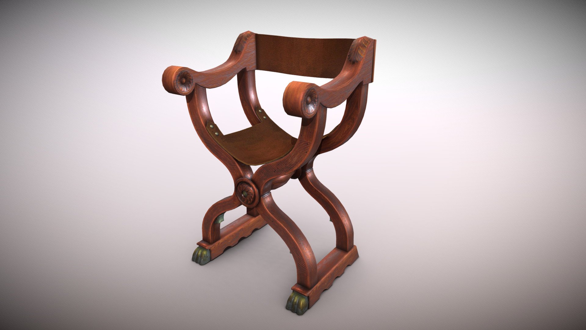 Medieval wooden armchair - 3D model by ironwool [069e8ed] - Sketchfab