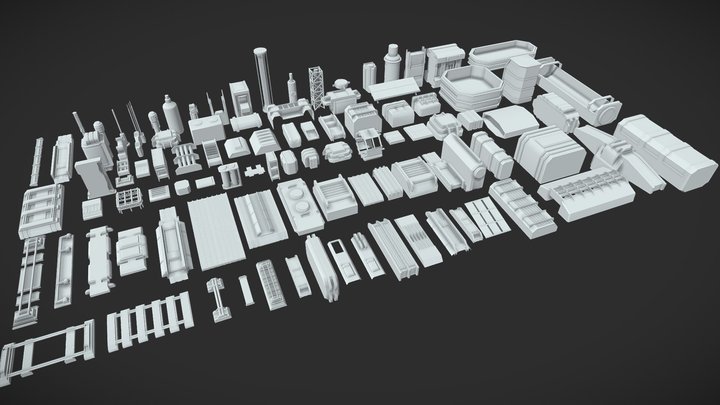 Kitbash Sci-Fi Elements 3D Model