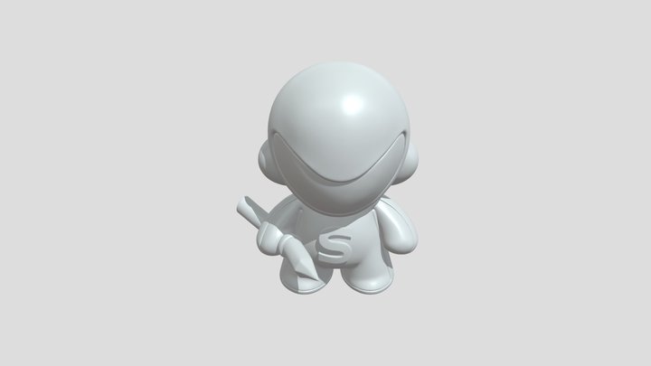 Stick figure with tool and 'S' 3D Model