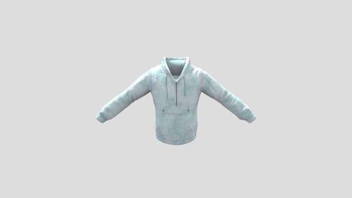 White and Blue Hoodie 3D Model