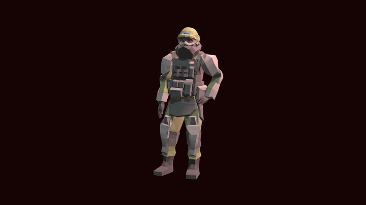 Low-poly Juggernaut soldier 3D Model