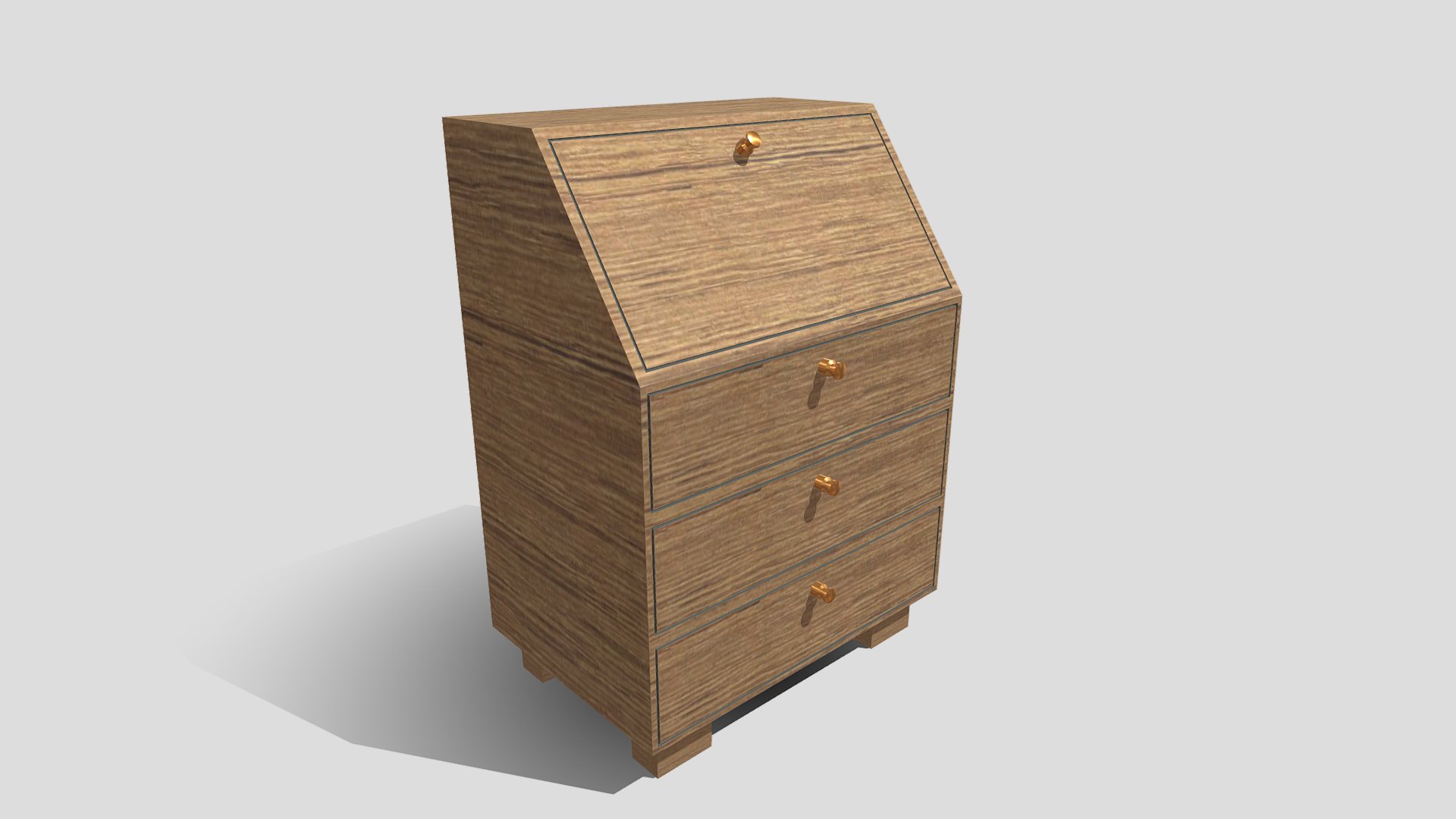 3D model Chest of drawers - This is a 3D model of the Chest of drawers. The 3D model is about a wooden box with a hole in it.