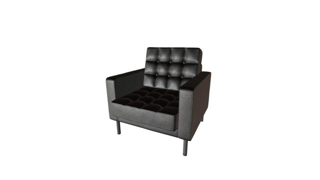 Кресло из черной кожи 3D Model
