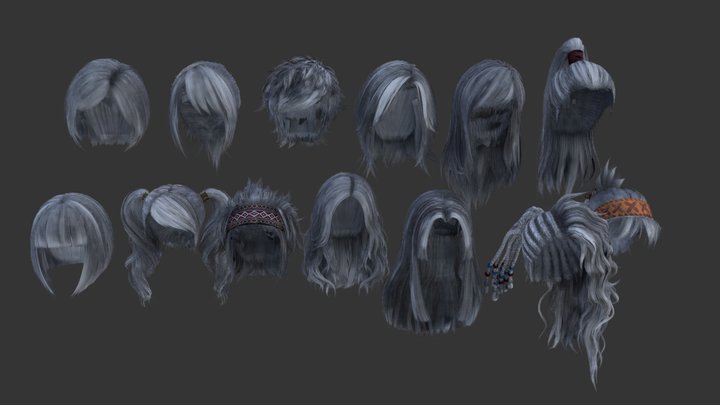 Hair Pack (part 2) 3D Model