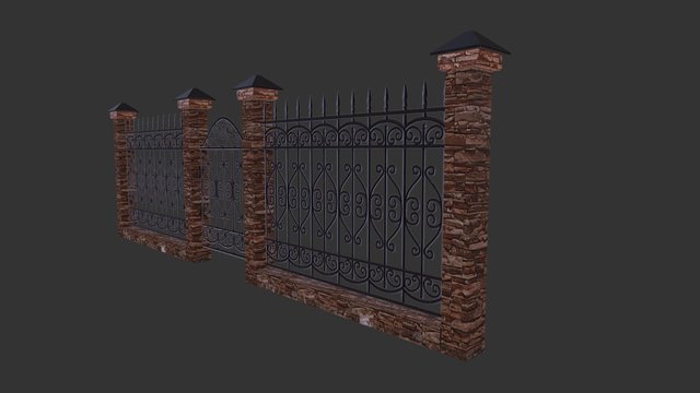 Snone Fence Iron Rail 3D Model