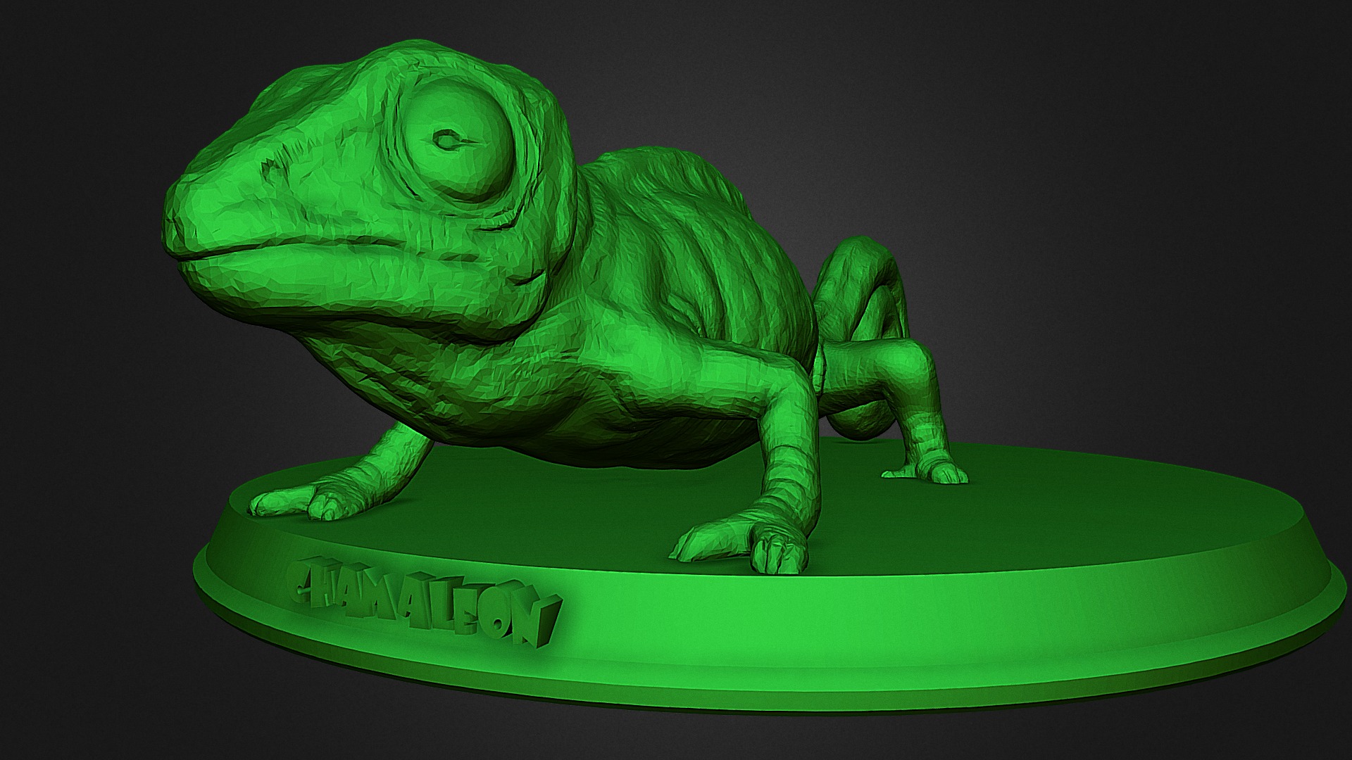 3D model Realistic Chameleon - This is a 3D model of the Realistic Chameleon. The 3D model is about a green toy dinosaur.