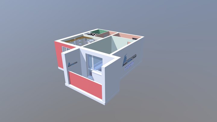 Однокомнатная квартира 33.9 кв.м. 3D Model