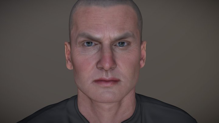 Game Animation Ready Male Face with 8K textures 3D Model