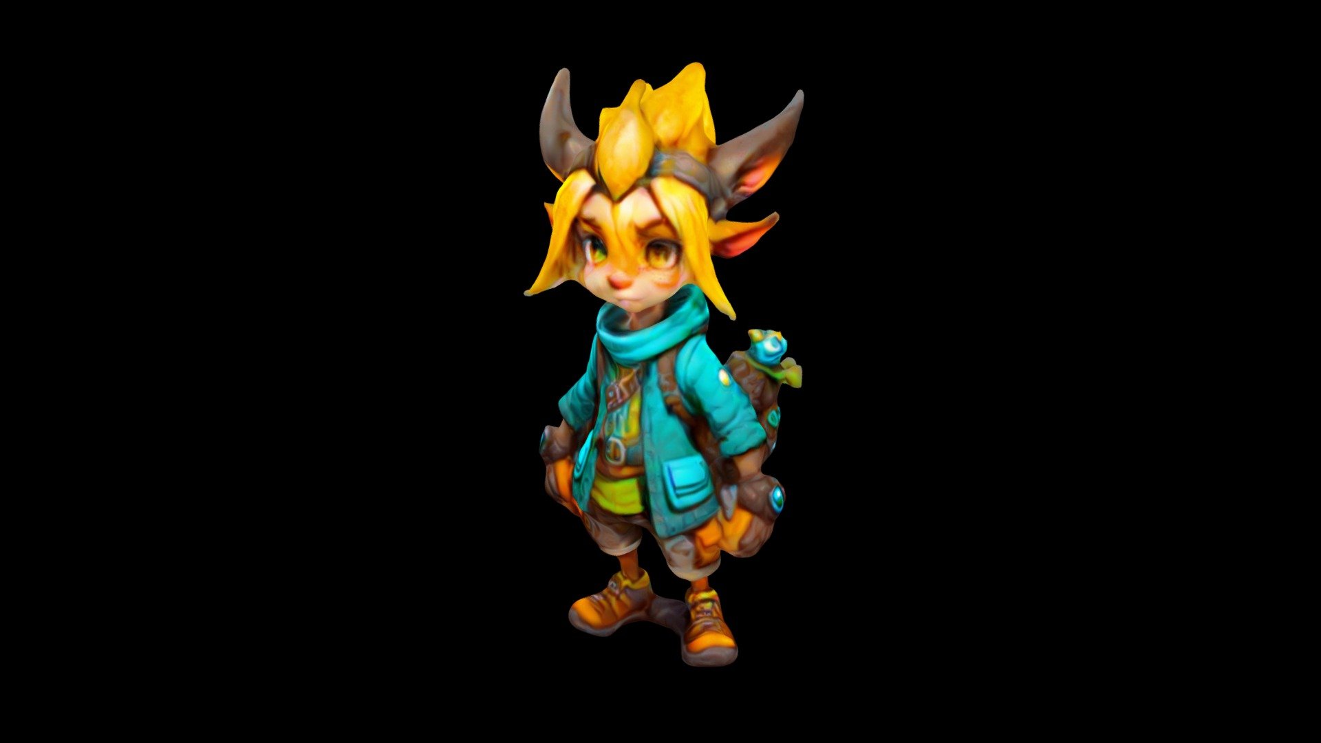 a cute cartoon character with yellow hair and ea - Download Free 3D ...