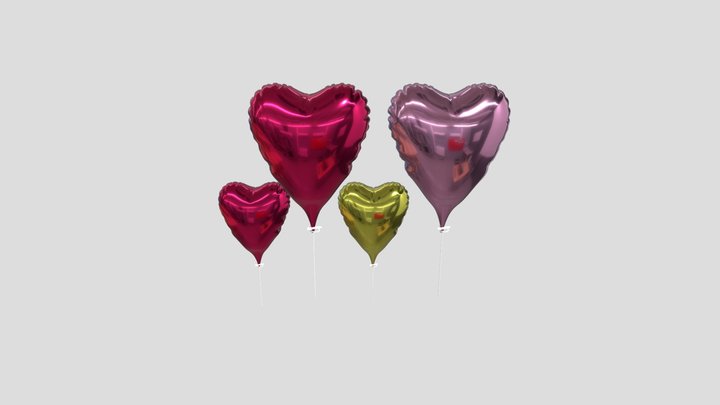 Valentine's Heart Balloons 3D Model