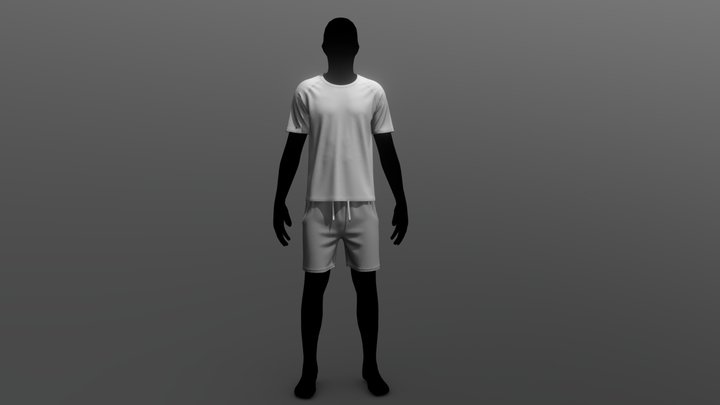 Male Tshirt and Shorts - Plain Texture 3D Model