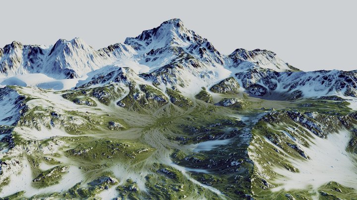 Green Hills Mountains (World Machine) 3D Model