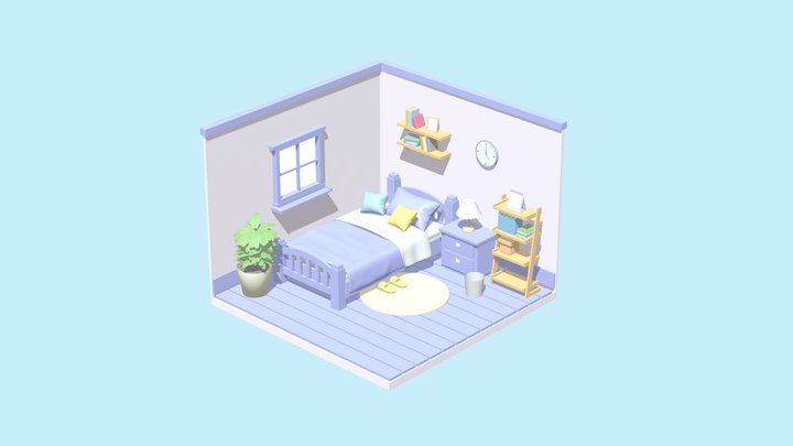 Low Poly Isometric Room 3D Model