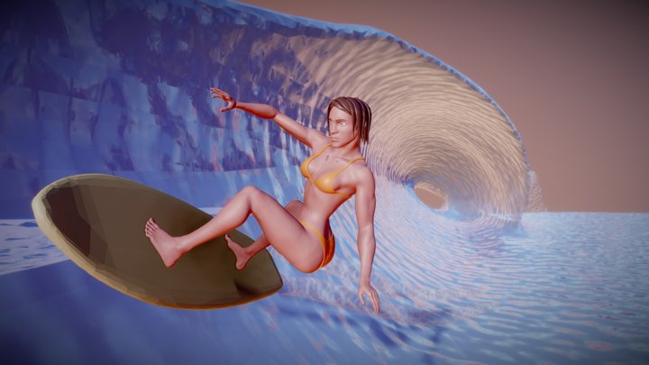 Surfer Girl 3D Model