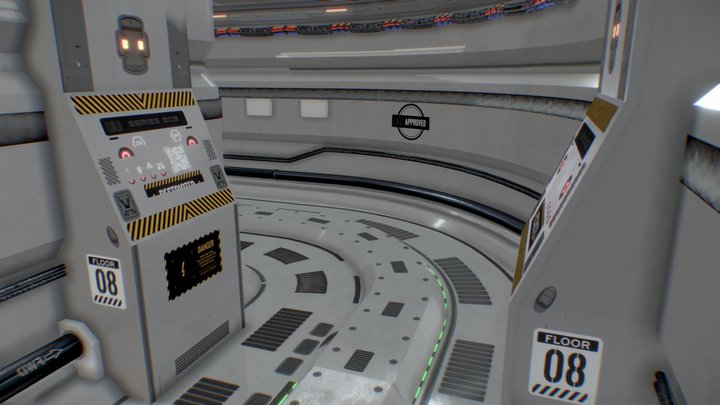 Modular corner cooridor hallway 3D Model
