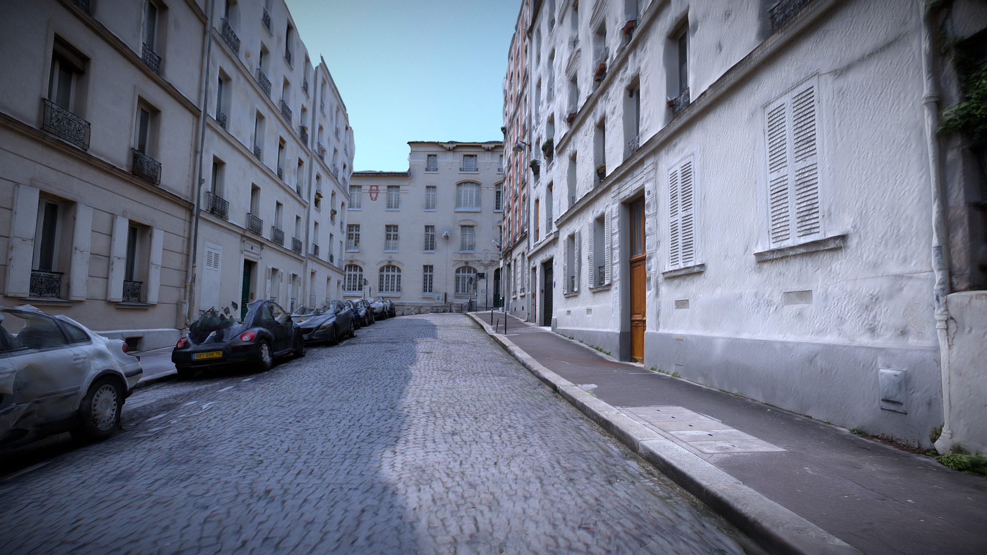 3D model Parisian Street (2018) - This is a 3D model of the Parisian Street (2018). The 3D model is about a street with cars parked along it.
