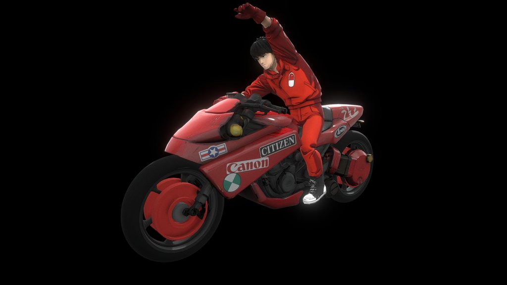 Akira Guy On Motorcycle (Animated)