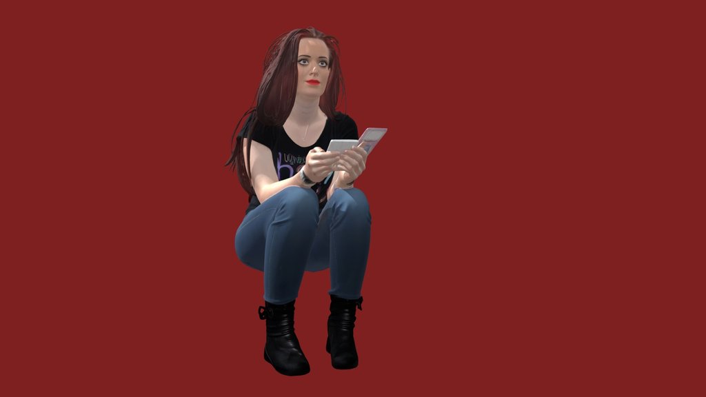 Female sitting with Phone
