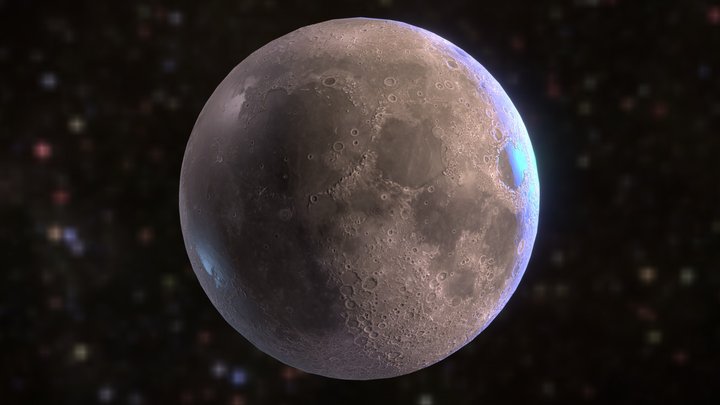 Low Poly Moon 3D Model