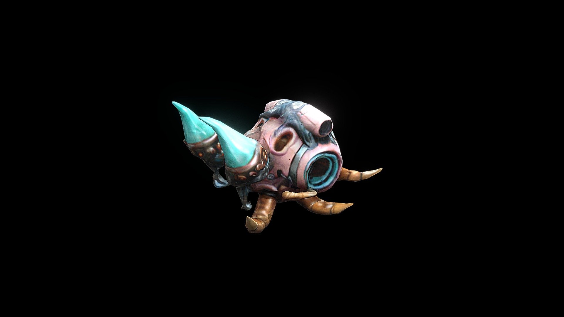 a 3d rendering of a pink robot with horns - Download Free 3D model by ...