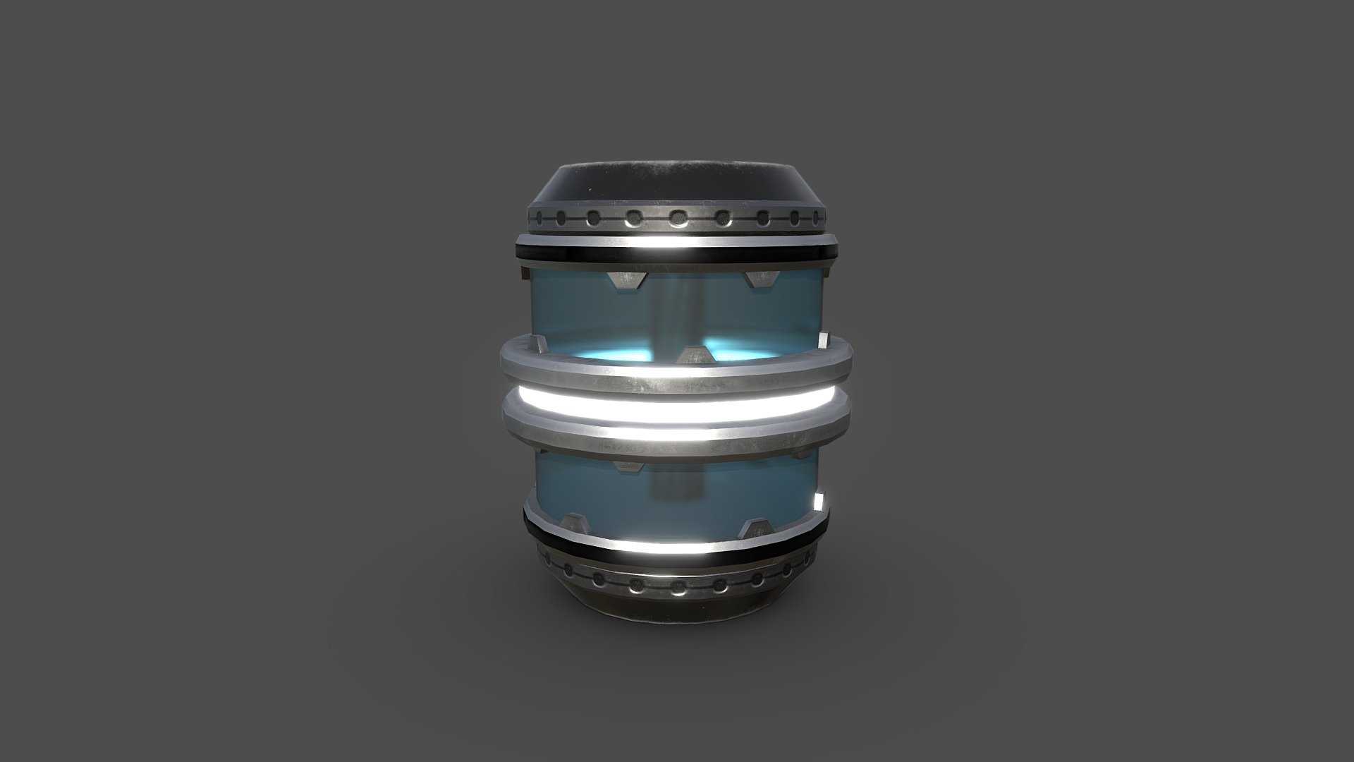 Sci - fi game ready blue simple barrel