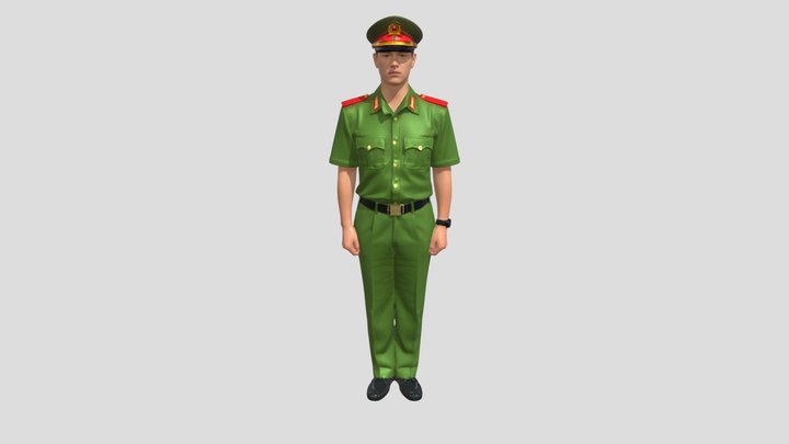 Military Officer in Dress Greens 3D Model