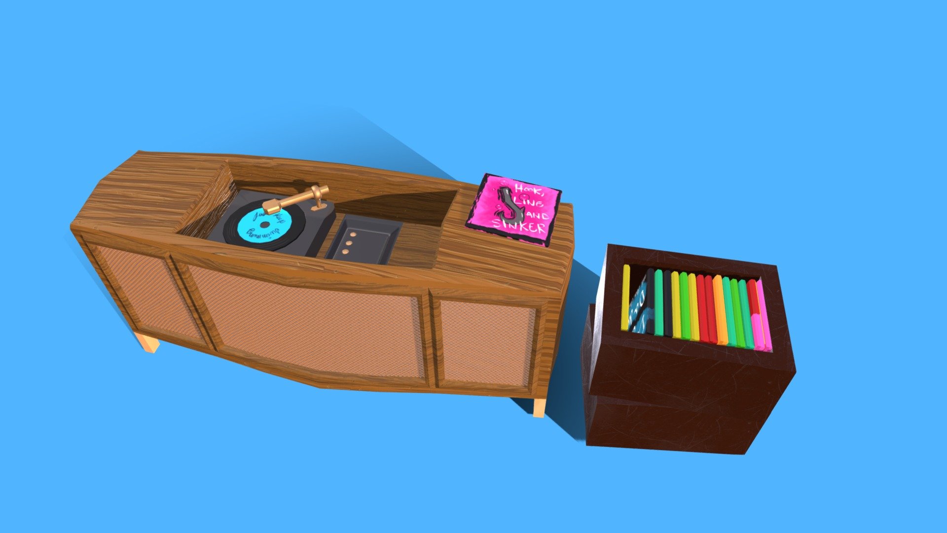 Record Player and Records - 3D model by Stacy (@stacyNunez) [06de89f ...
