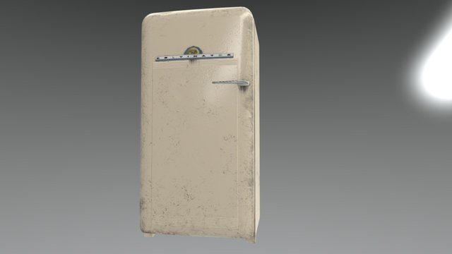 1950s Refrigerator - Old & Damaged 3D Model
