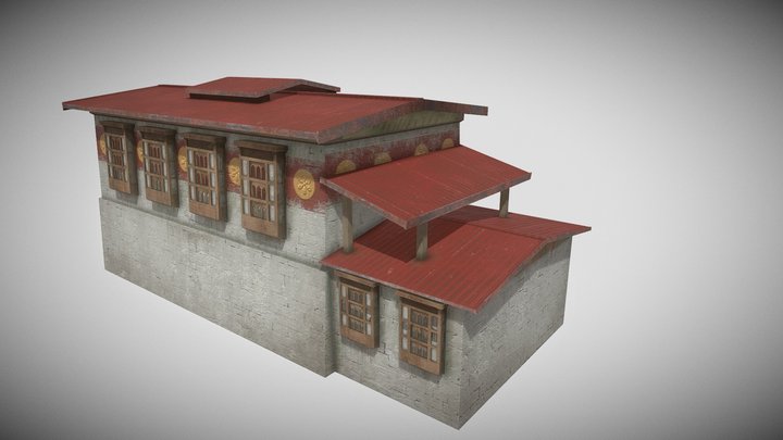 Bhutan Style House 3D Model