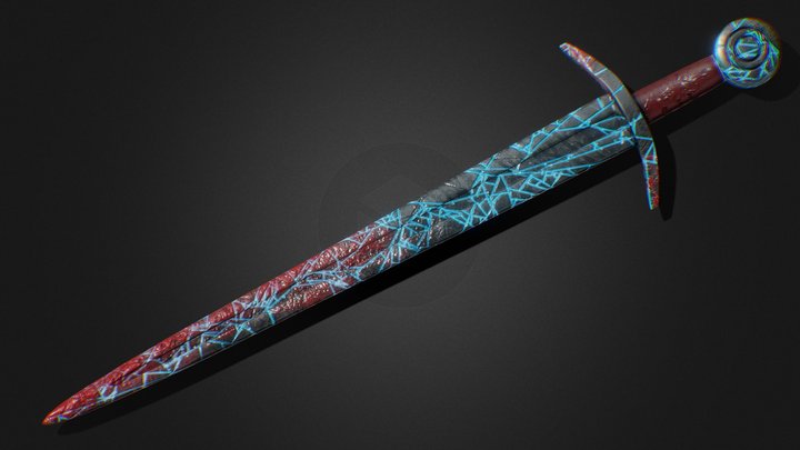 Cracked Bloody Sword 3D Model