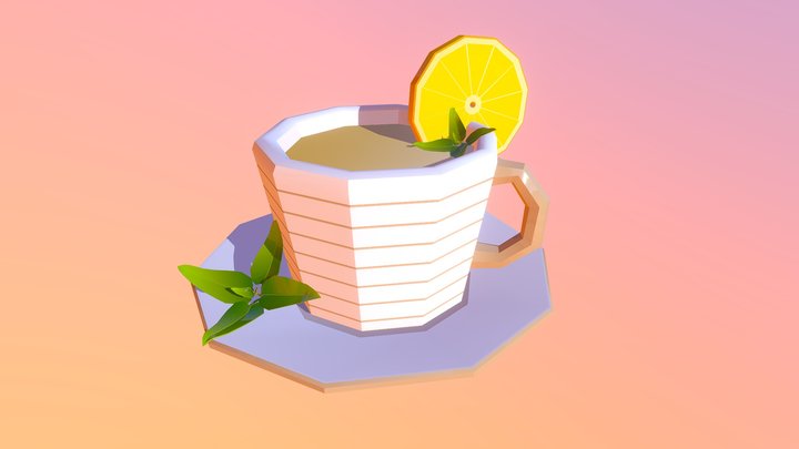 Low Poly Cup with Lemon Tea 3D Model