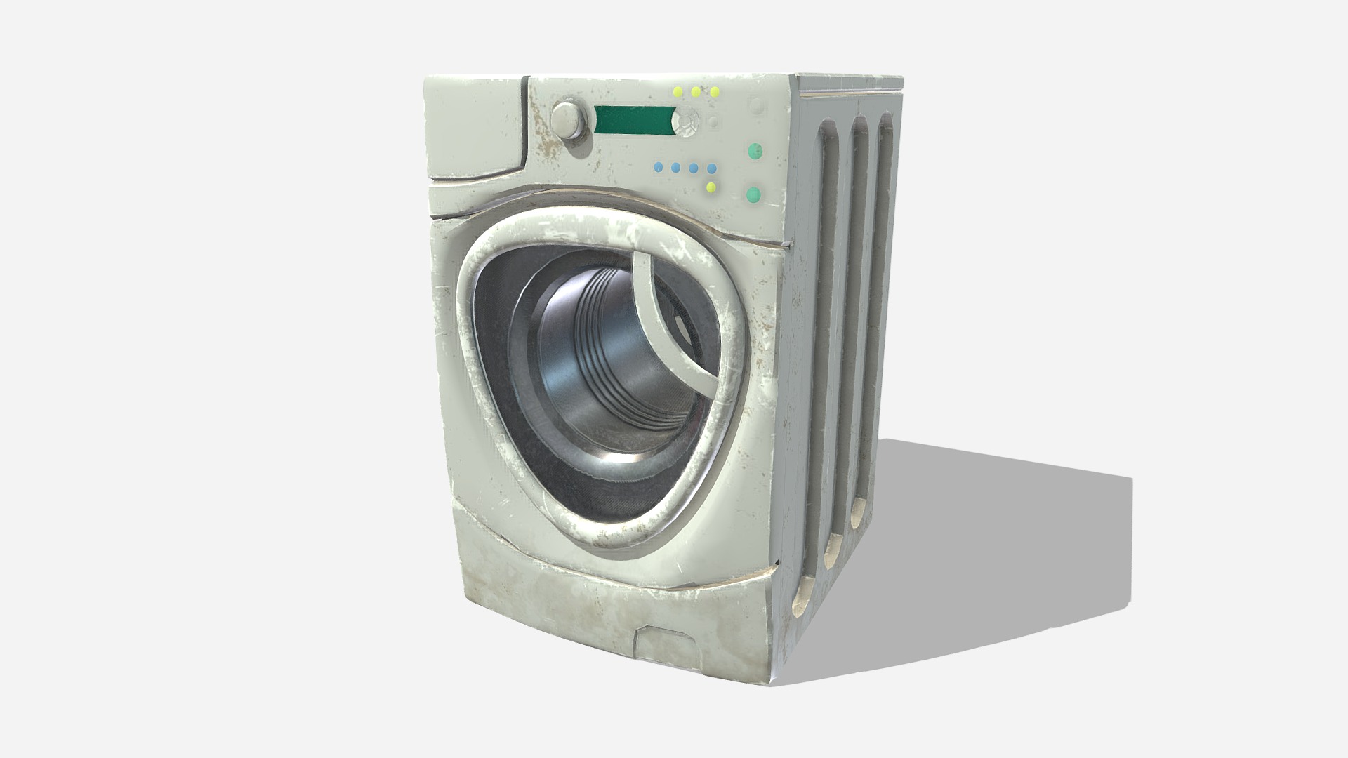 3D model Washing Machine - This is a 3D model of the Washing Machine. The 3D model is about a silver camera with a green light.