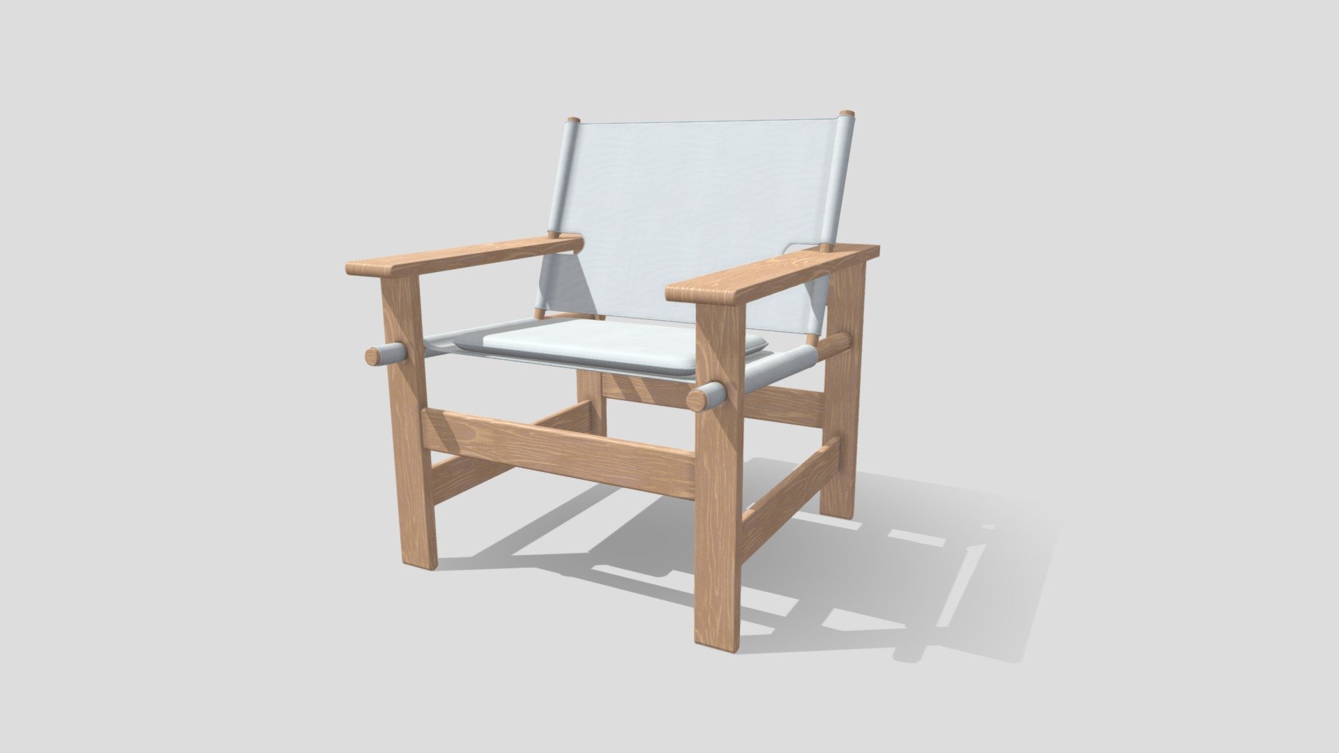 Light wood armchair. Highpoly model. (FREE)