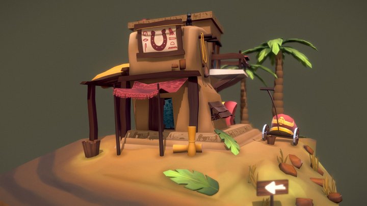 Egyptian Stable by the road - Exam Game Art 2020 3D Model