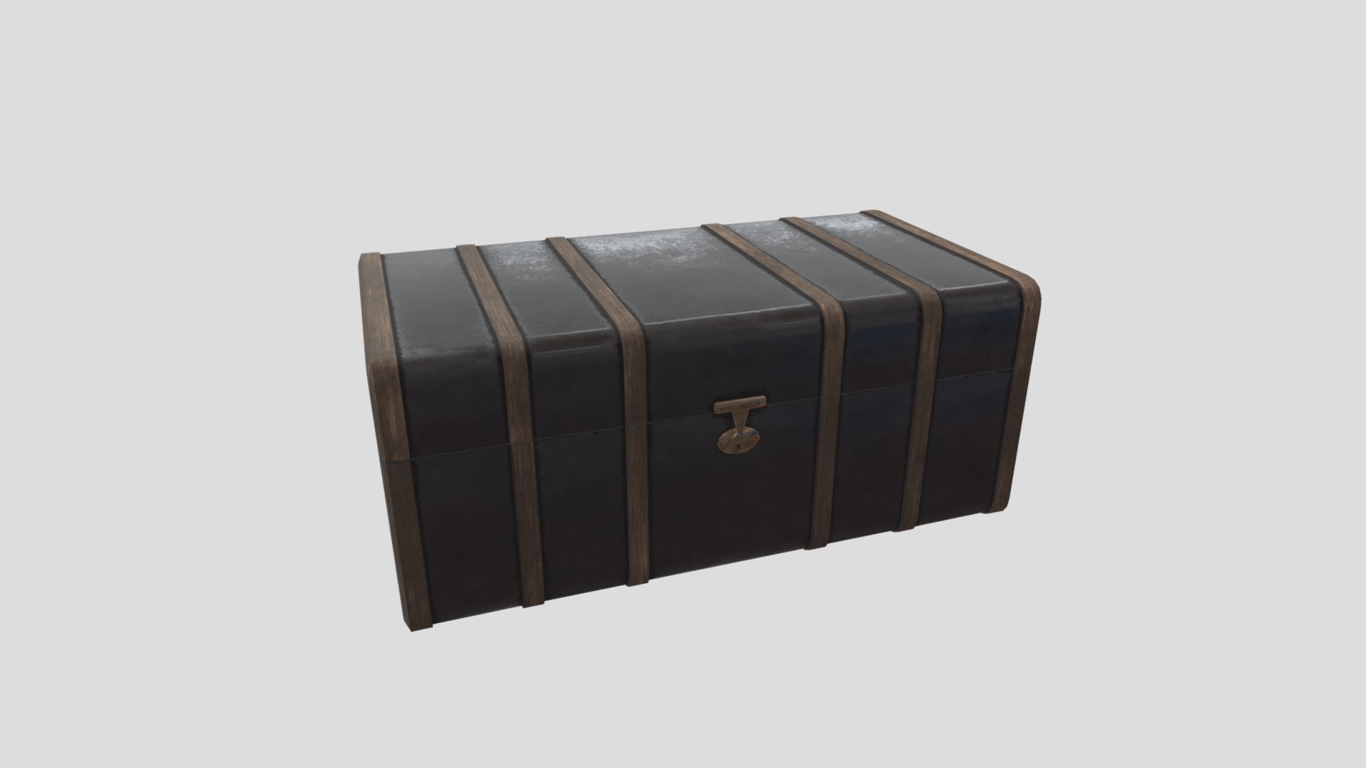 3D model Old Leather Chest - This is a 3D model of the Old Leather Chest. The 3D model is about a black box with a handle.