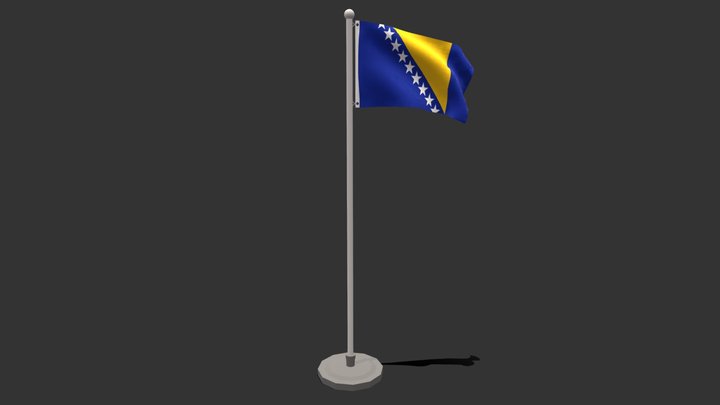 Seamless Animated Bosnia and Herzegovina Flag 3D Model