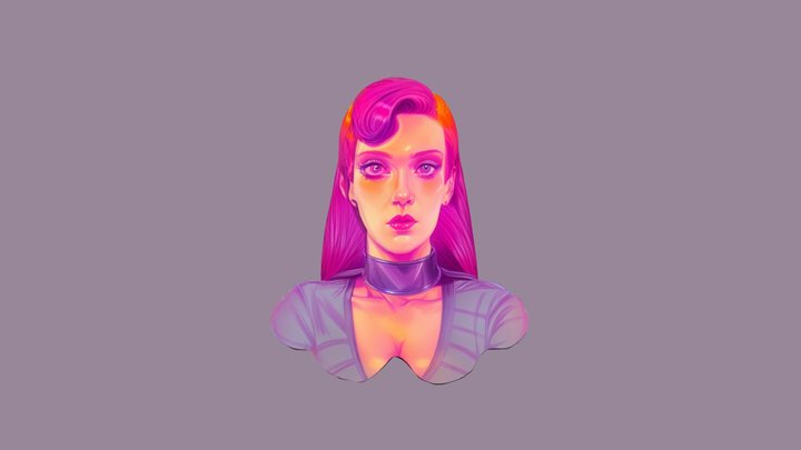 A red hair woman synthwav lois van baarl 3D Model