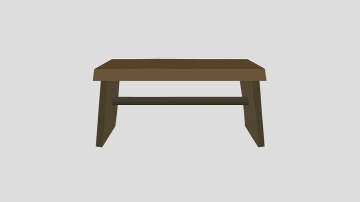 LowPoly medieval small bench 3D Model
