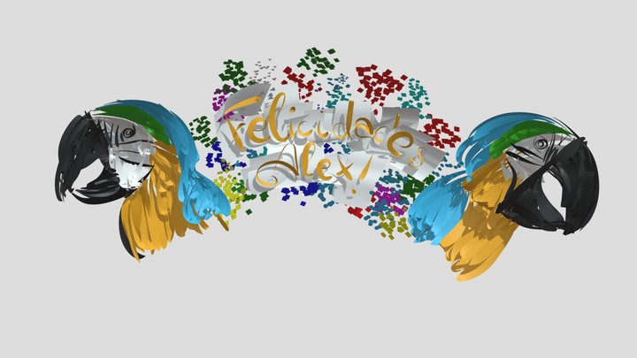 Birthday Crown With Macaws - CoolPaintVR 3D Model