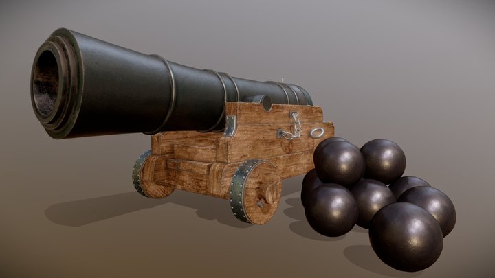 Old Pirate Cannon 3D Model