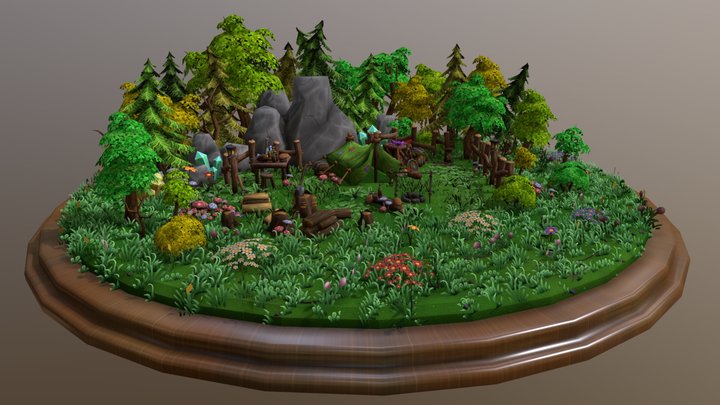 Forest Asset Bundle - low poly, hand painted 3D Model