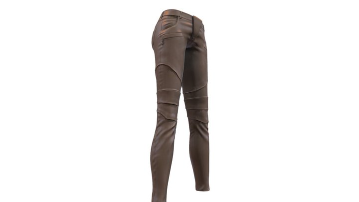 Female Brown Leather Pants 3D Model