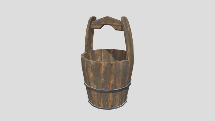 Japanese Wooden Bucket 3D Model