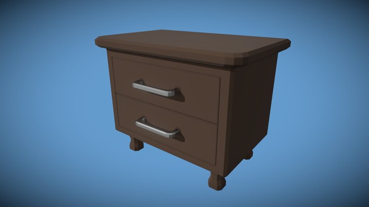 Low-Poly Wooden Night stand 3D Model