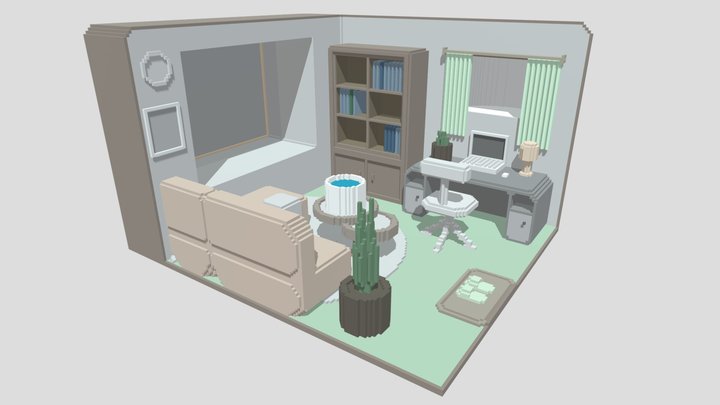Green bedroom 3D Model