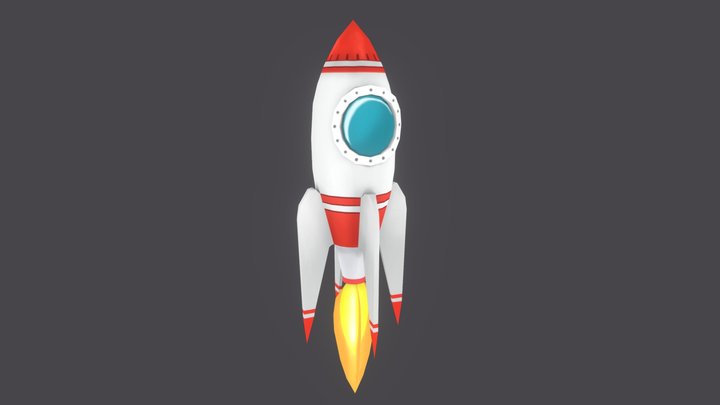 Rocket with flame animation 3D Model