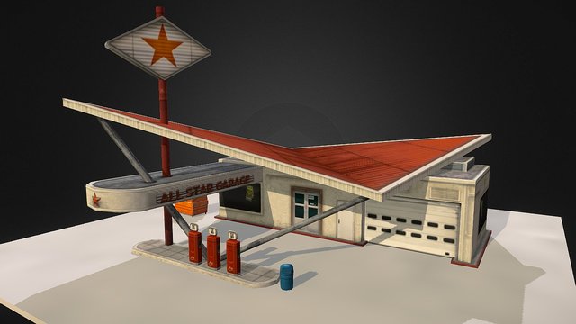 Gas Station Red 3D Model